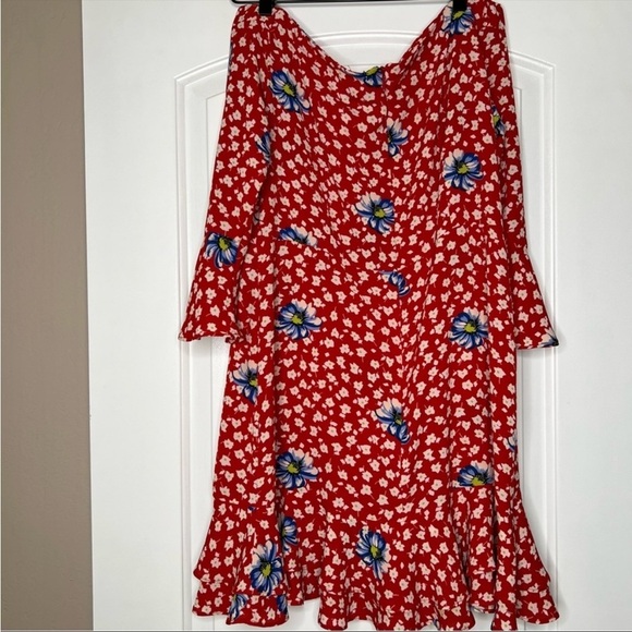 Topshop Bardot Off Shoulder Floral Ruffle Dress size 10 - Picture 11 of 12